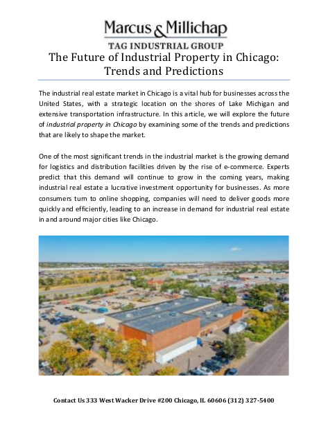 The Future of Industrial Property in Chicago: Trends and Predictions